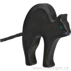 Kočička černá - vyřezávaná dřevěná hračka