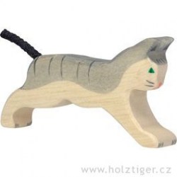 Kočička běžící - vyřezávaná dřevěná hračka
