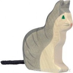Kočička sedící - vyřezávaná dřevěná hračka